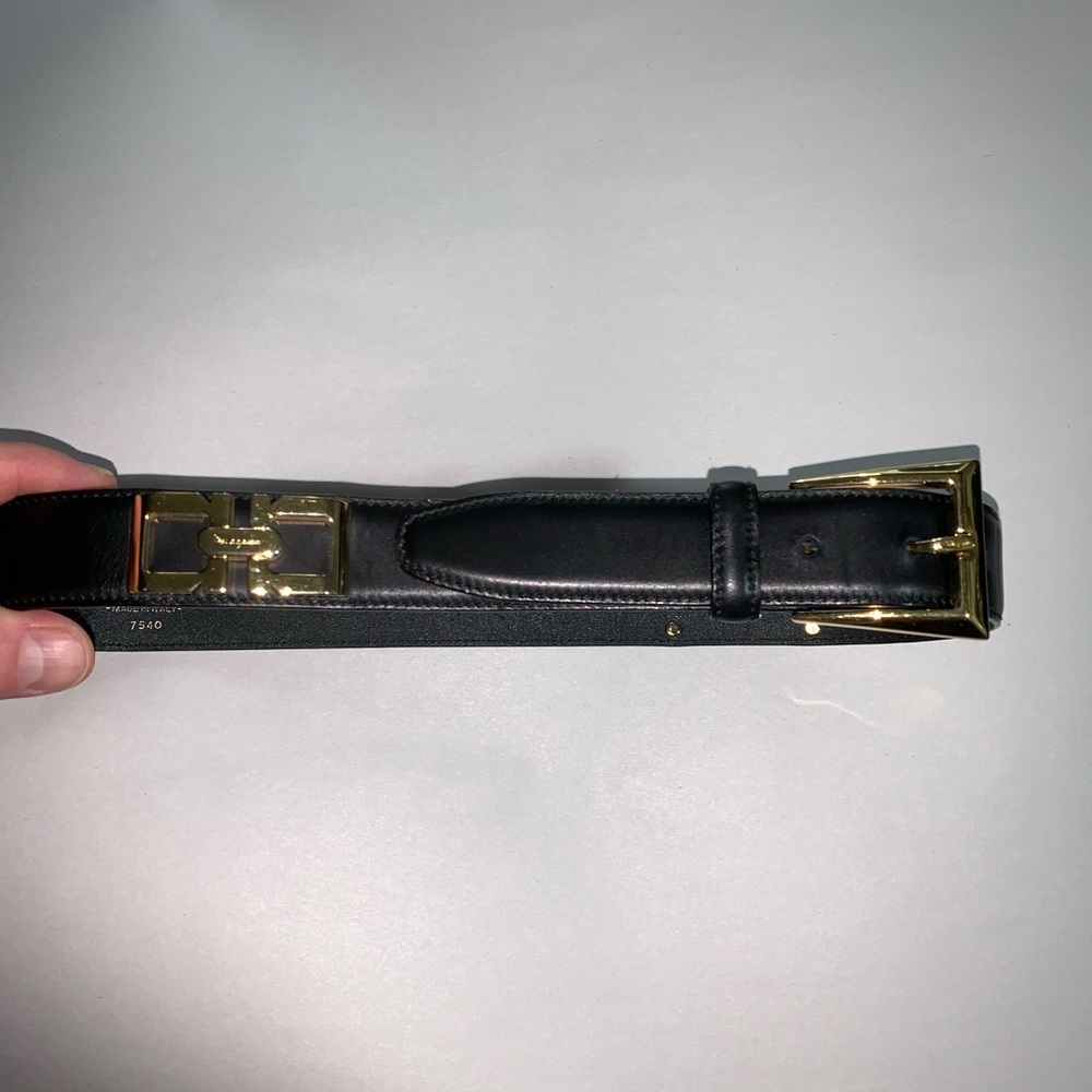 SALVATORE FERRAGAMO size MED black/gold BELT - Picture 3 of 7
